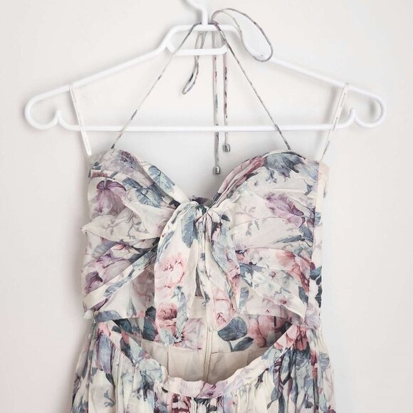 Seen on Anne Hathaway! Zimmermann Romantic Jasper Tie Halter Dress Size 0 b106 - Picture 6 of 14